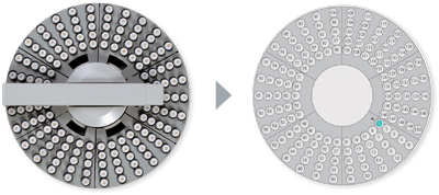 The gure corresponds to the position of the actual sample disk